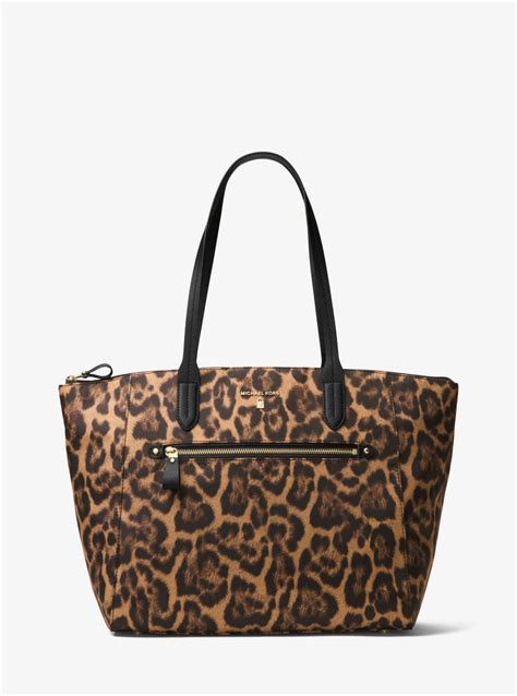 black leopard kelsey michael kors|kelsey medium leopard nylon tote.